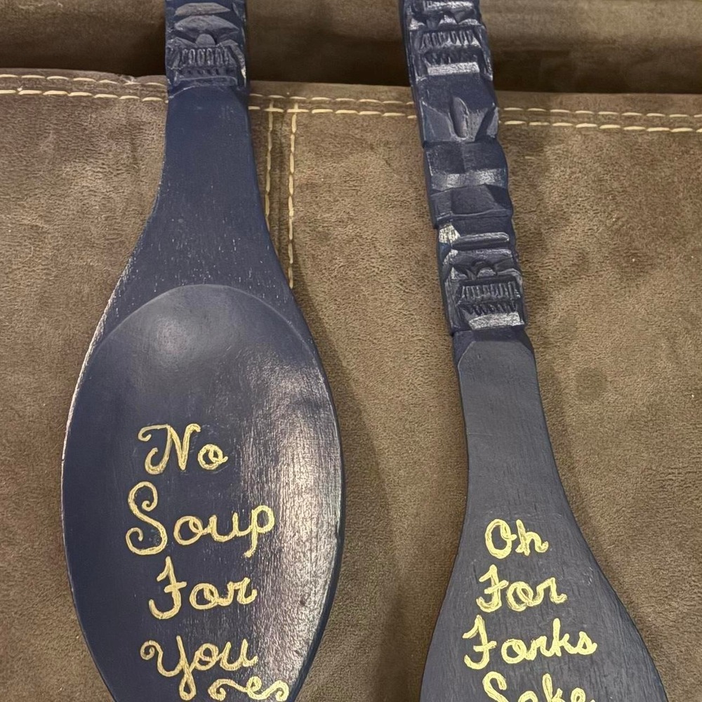 Large painted fork and spoon